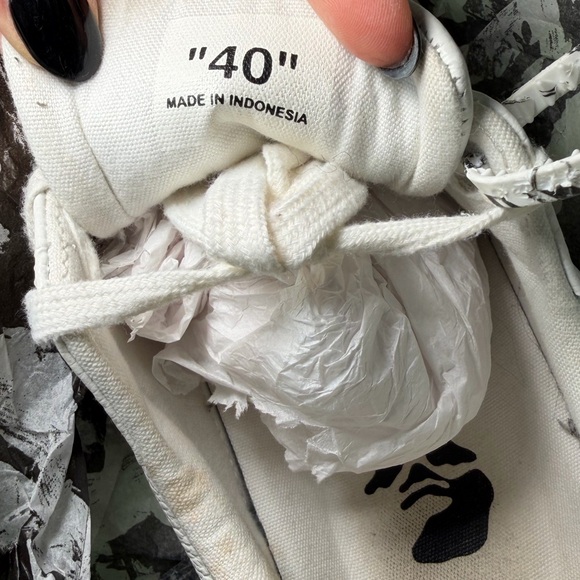 Off White Vulcanized Eco Canvas Sneakers - Picture 10 of 11